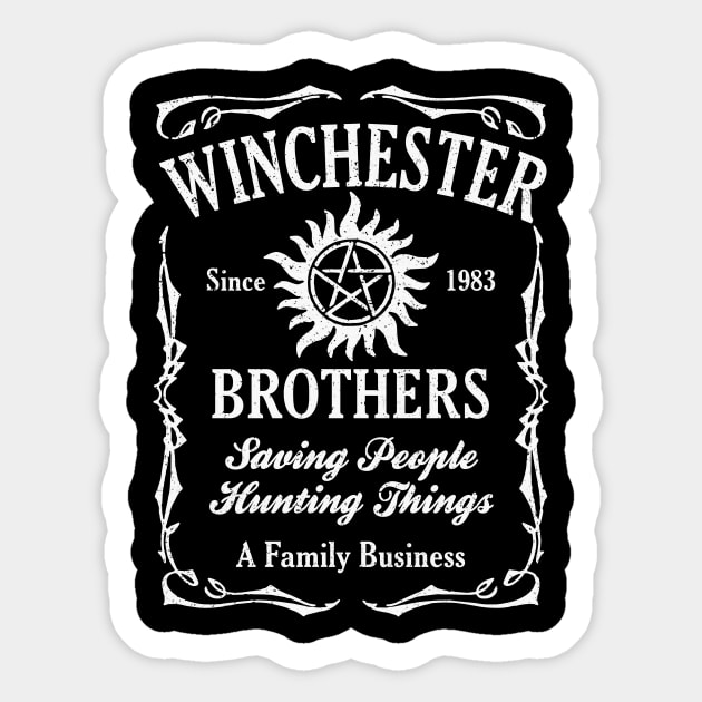 Winchester Since 1983 Brothers Saving People Hunting Sticker by Den Tbd